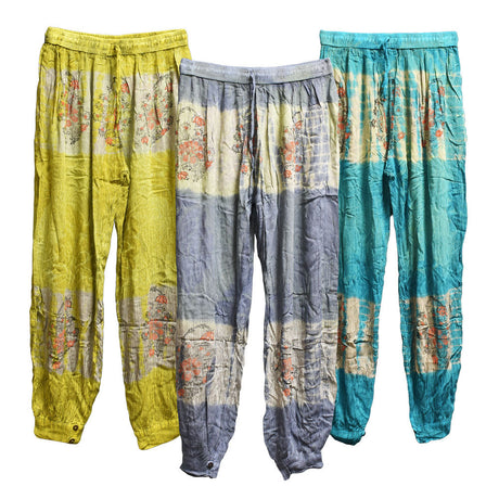 Assorted Tie Dye Flower Harem Pants - Vibrant 40" Comfortable Apparel, Front View