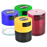 Assorted TightVac MiniVac airtight storage containers, compact design, perfect for dry herbs