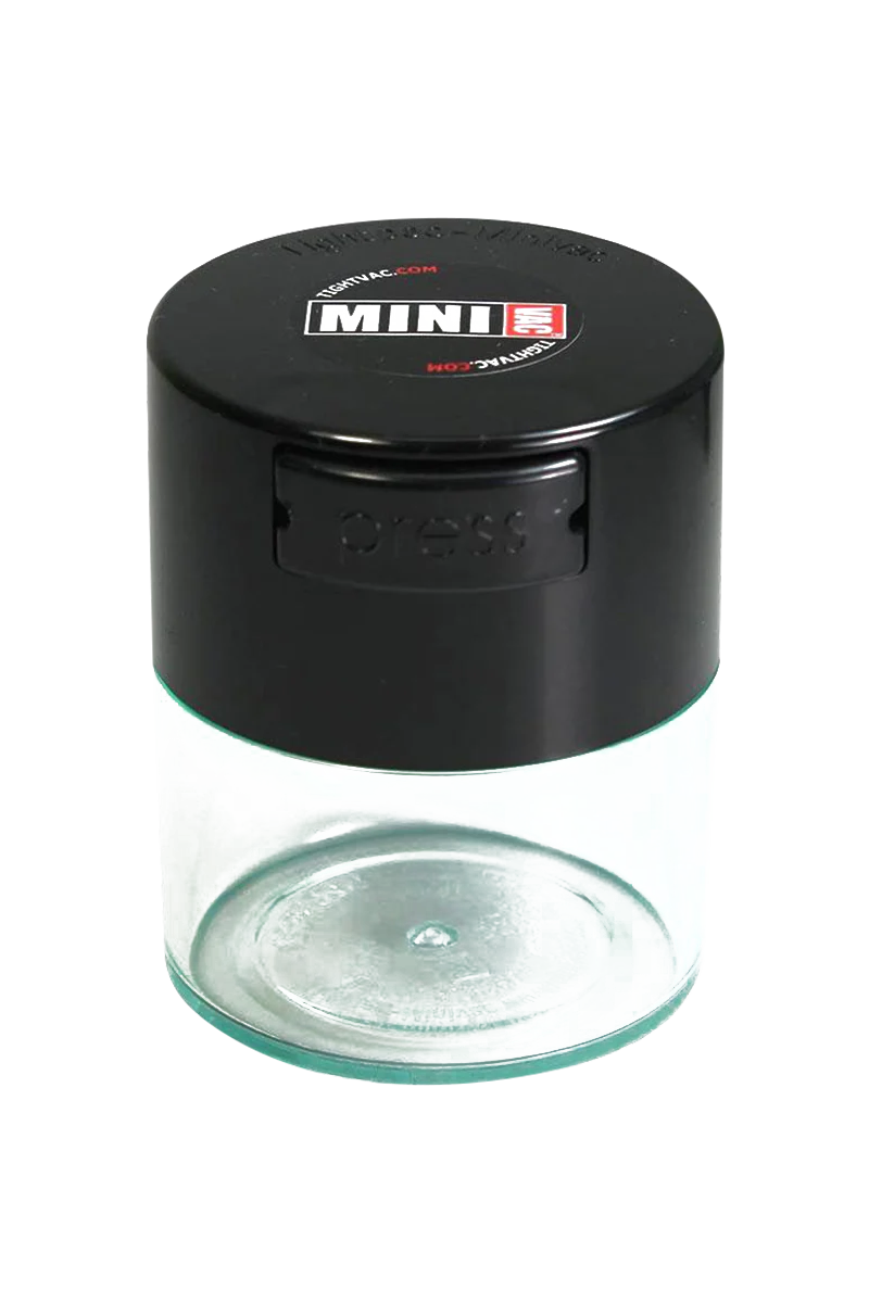 TightVac MiniVac Clear Airtight Storage Container, 2.9" Black, Portable Design
