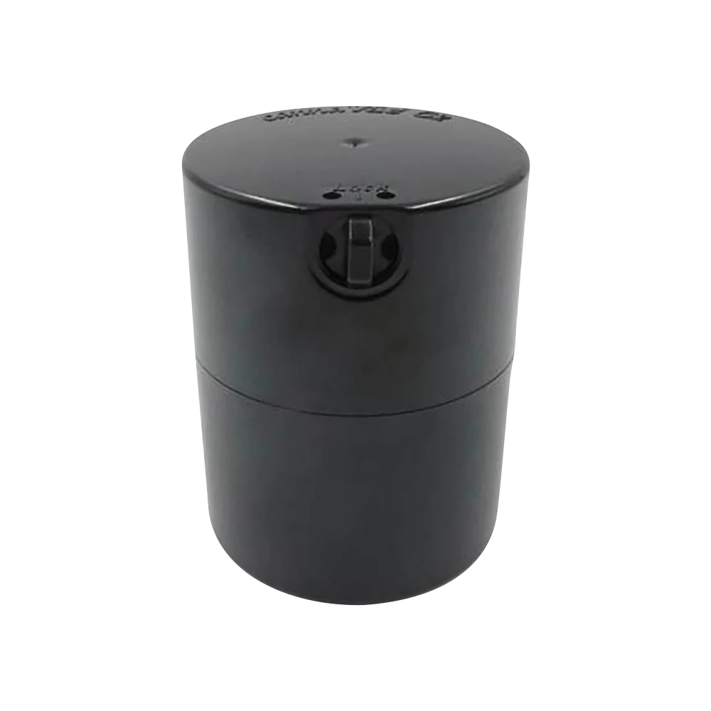 TightVAC CannaVac Lok G2 in Black, Airtight Storage with 4-Part Grinder, Portable Design