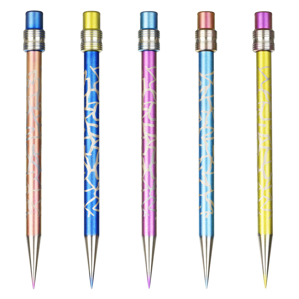 Assorted Titanium Crackle Pencil Dabbers, 5 Pack, Heavy Wall Borosilicate Glass, 4.75" for Concentrates