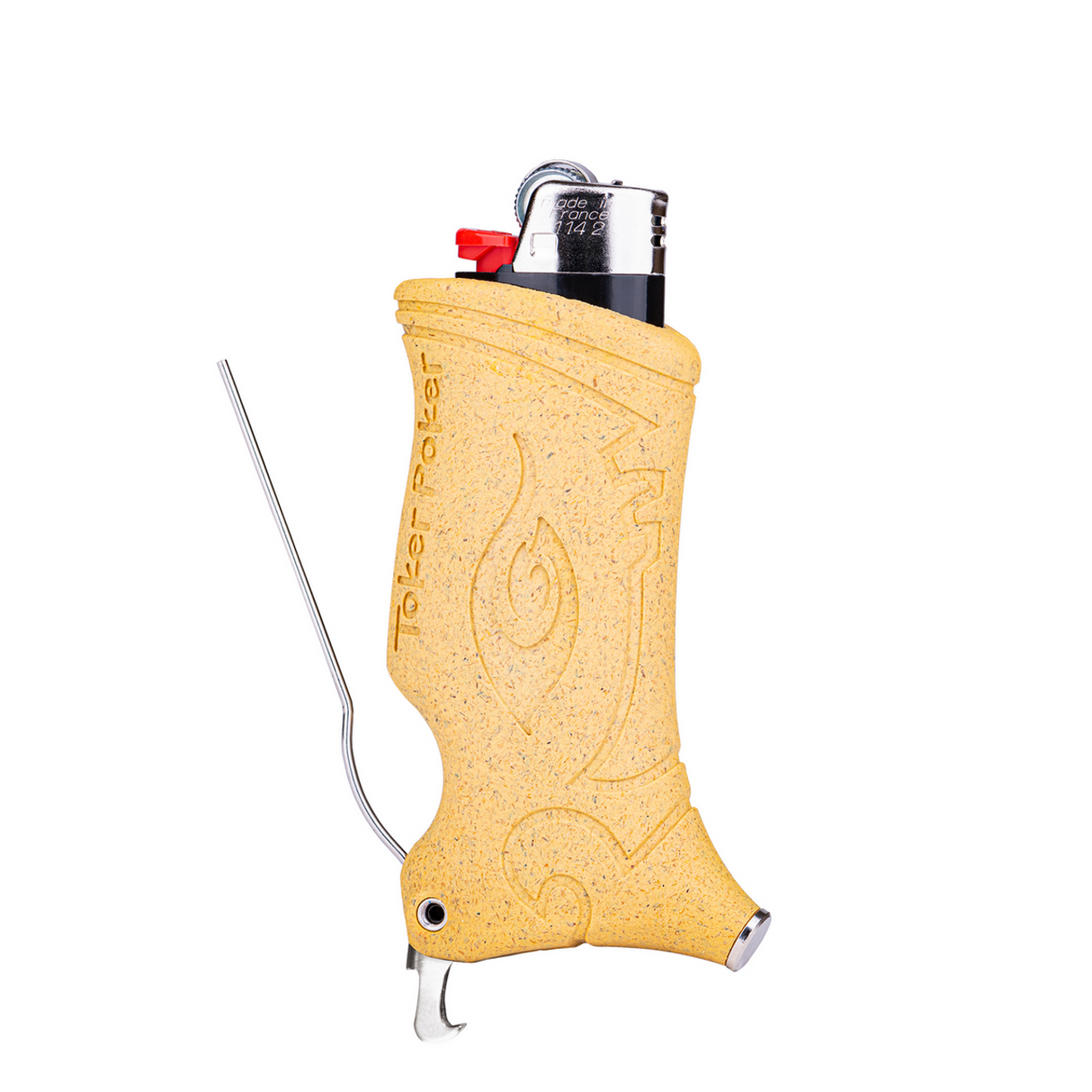 Toker Poker Hemp Plastic Lighter Sleeve with Bottle Opener in Assorted Colors - Front View