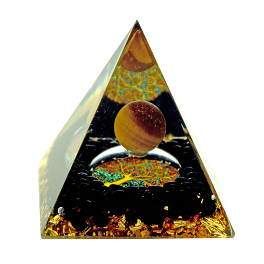 Tree Of Life with Globe Orgonite Pyramid - 2.5" Home Decor Novelty Gift Front View