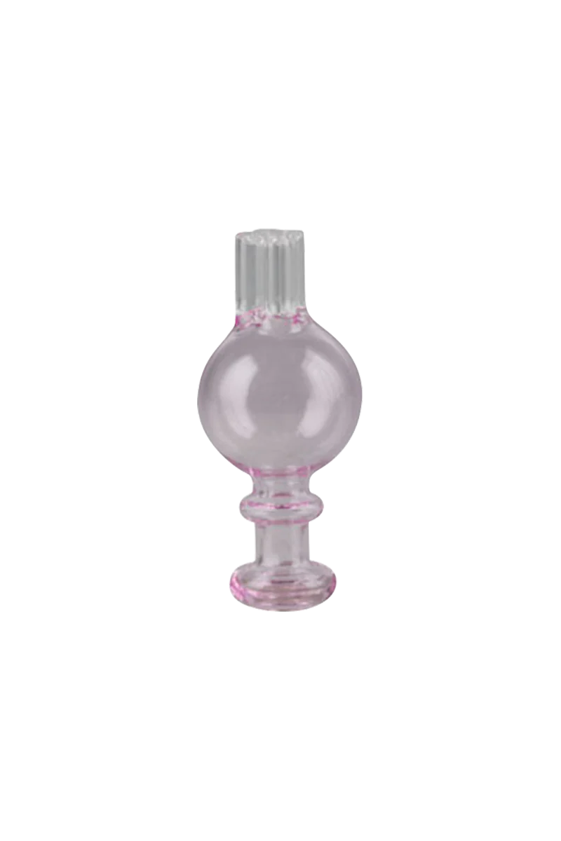 Borosilicate glass Triple Barrel Airflow Carb Cap for dab rigs, 30mm size, front view