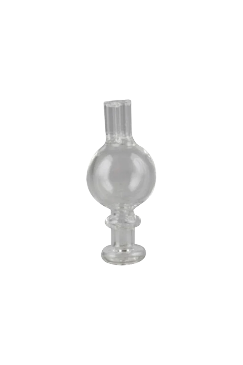 Borosilicate glass triple barrel airflow carb cap for dab rigs, 30mm, front view on white background
