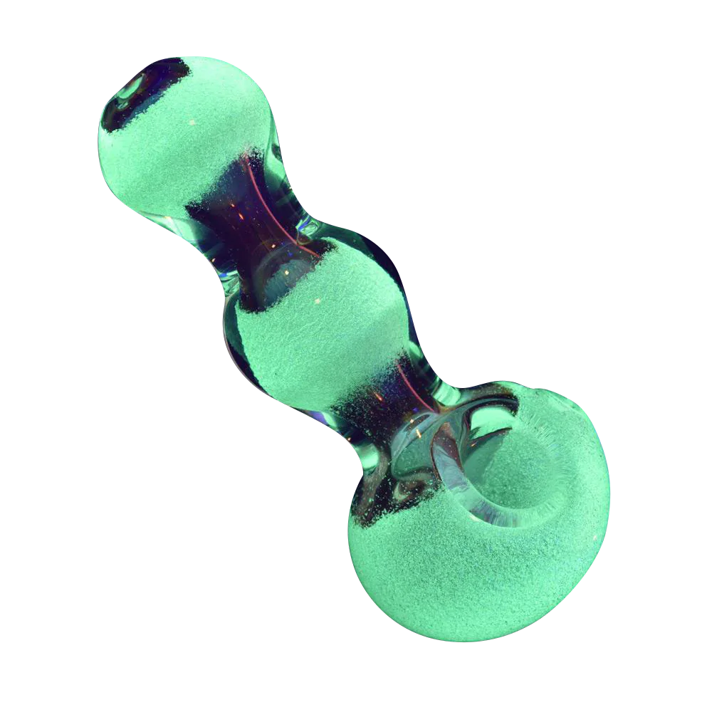 Triple Glow Bubble Fumed Spoon Pipe in Borosilicate Glass for Dry Herbs, Side View