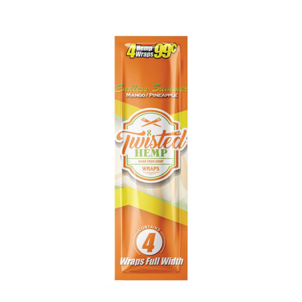 Twisted Hemp Original Blunt Wraps in Mango/Pineapple flavor, compact design, front view