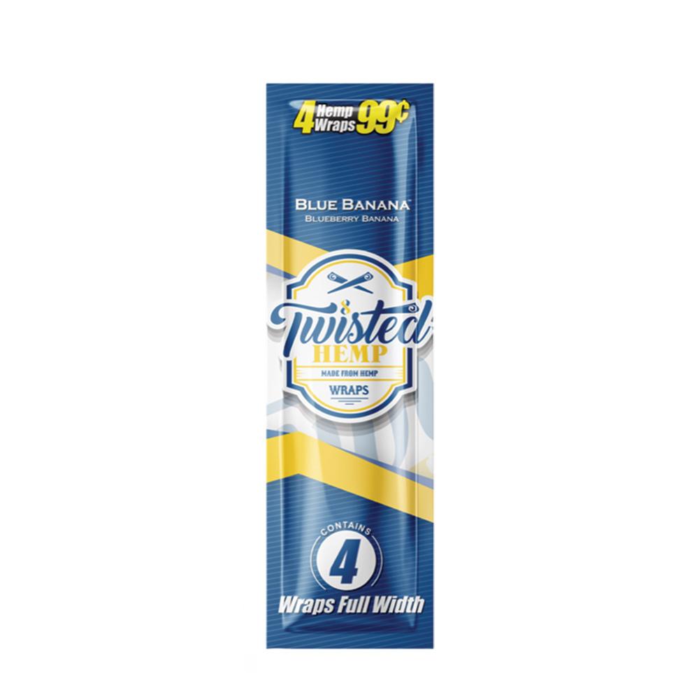 Twisted Hemp Original Blunt Wraps in Blue Banana Flavor, Front View