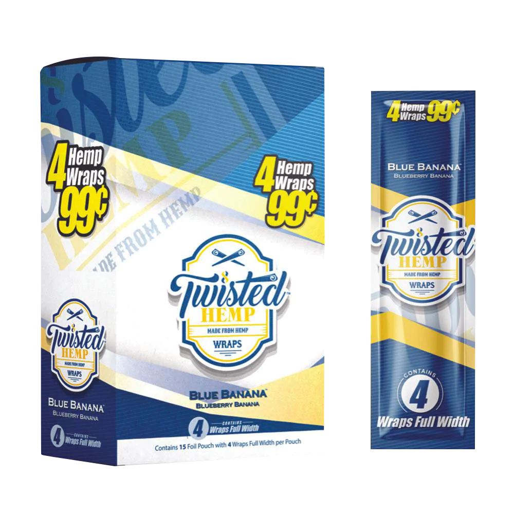 Twisted Hemp Original Blue Banana Flavored Hemp Wraps, 15 Pack Front View