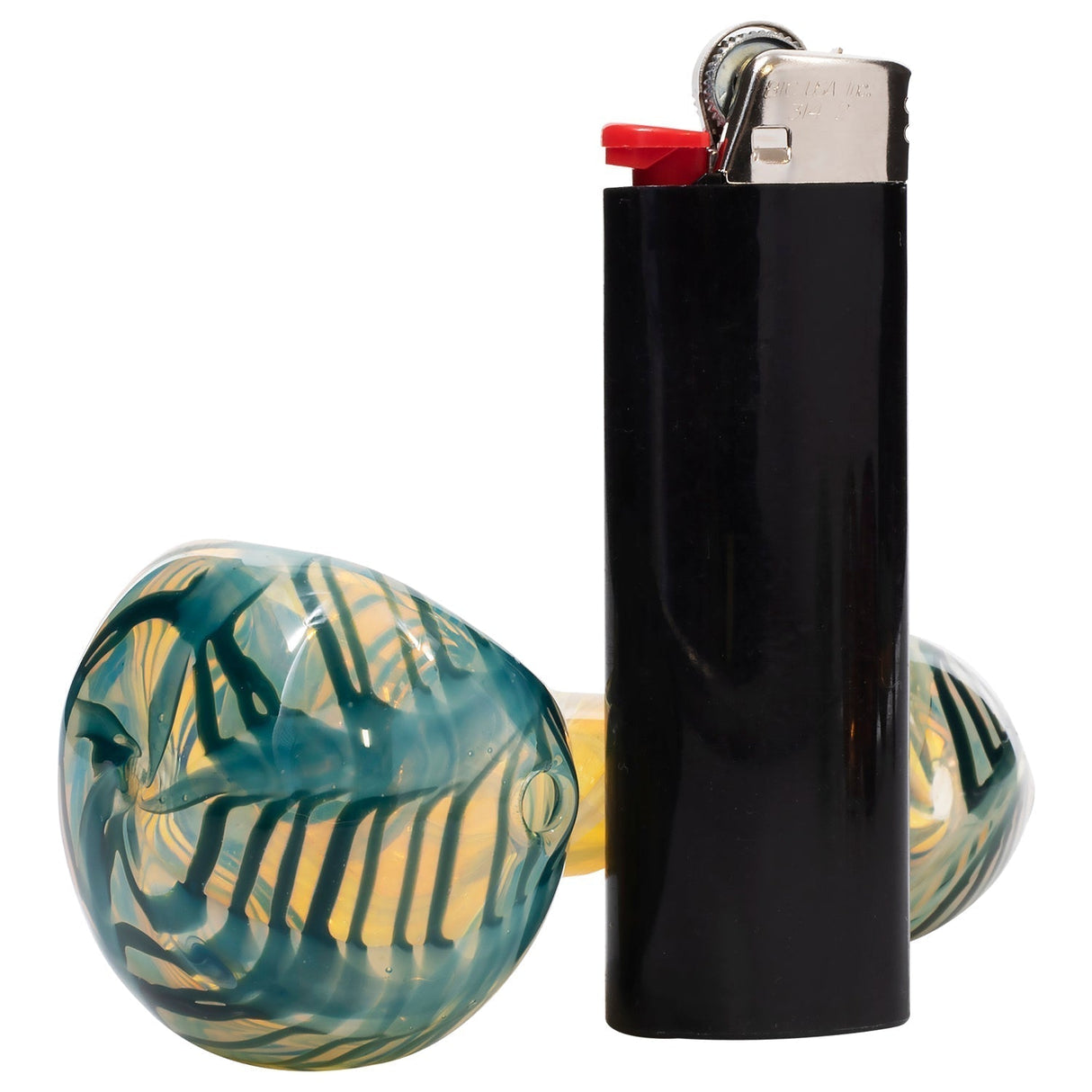 LA Pipes Twisty Cane Spoon Glass Pipe in Assorted Colors with Deep Bowl - Side View