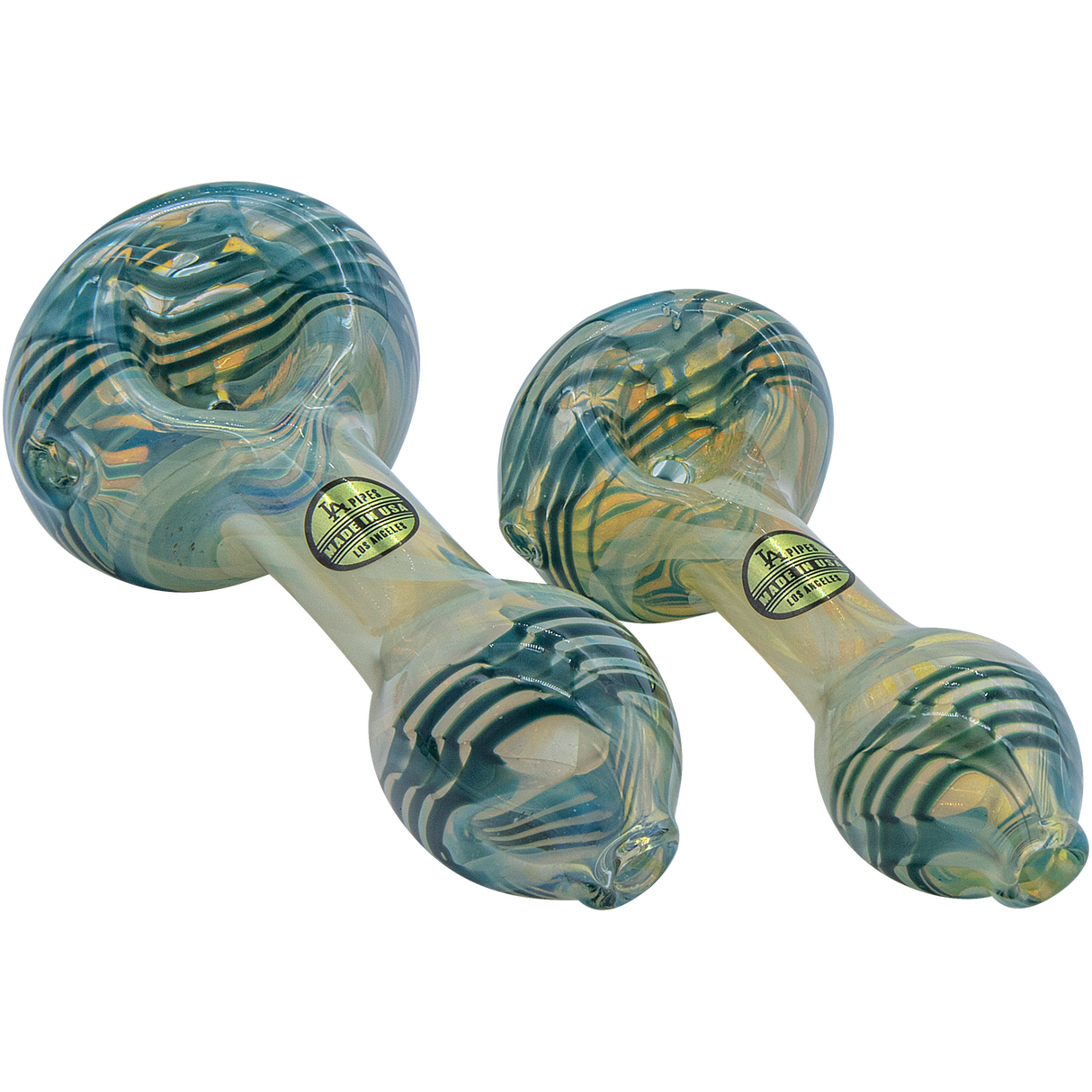 LA Pipes Twisty Cane Spoon Glass Pipes in Assorted Colors, Borosilicate, Side View