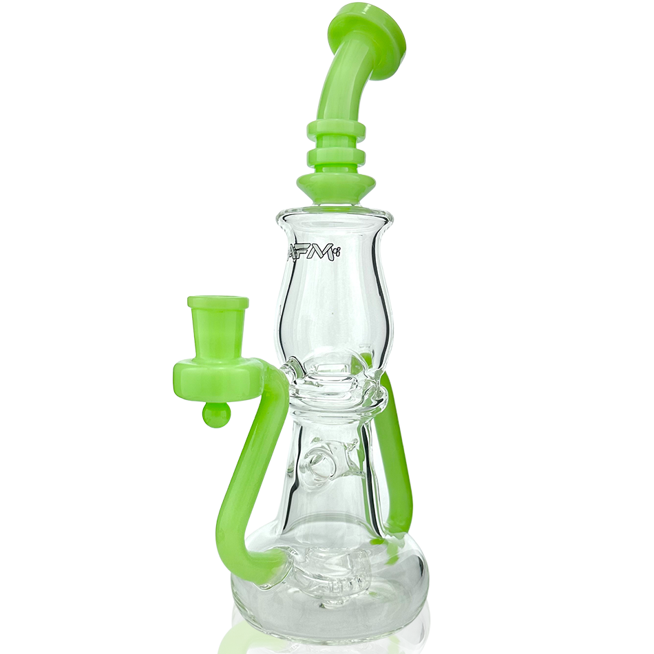 9.5" AFM Nebula Glass Recycler Dab Rig with 14mm Female Joint and Colored Accents