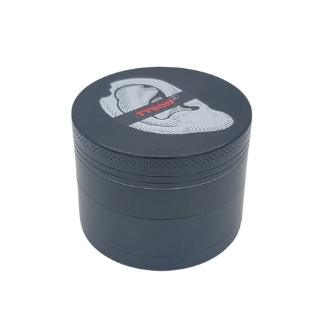 TYSON 2.0 Black Aluminium Grinder with Bitten Ear Design, 4pc, Compact for Travel, Top View