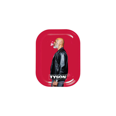 TYSON 2.0 red metal rolling tray with floating design, featuring novelty artwork, ideal for dry herbs
