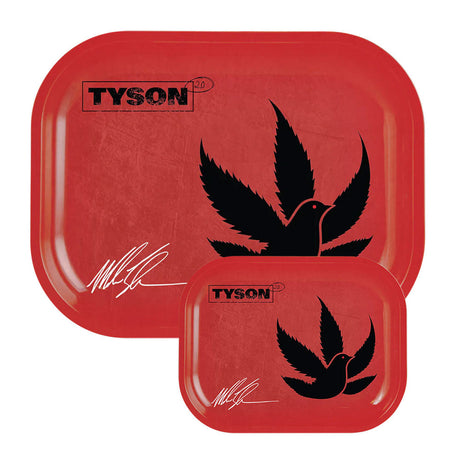 TYSON 2.0 Metal Rolling Tray in Red with Pigeon Design, Medium and Small Sizes, Top View