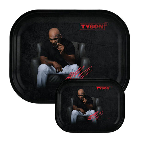 TYSON 2.0 Metal Rolling Trays in Black featuring Mike Tyson, Medium and Small Size