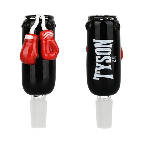 TYSON 2.0 Punching Bag Herb Slide in Black, 14mm Male Joint, Front and Side Views, Portable