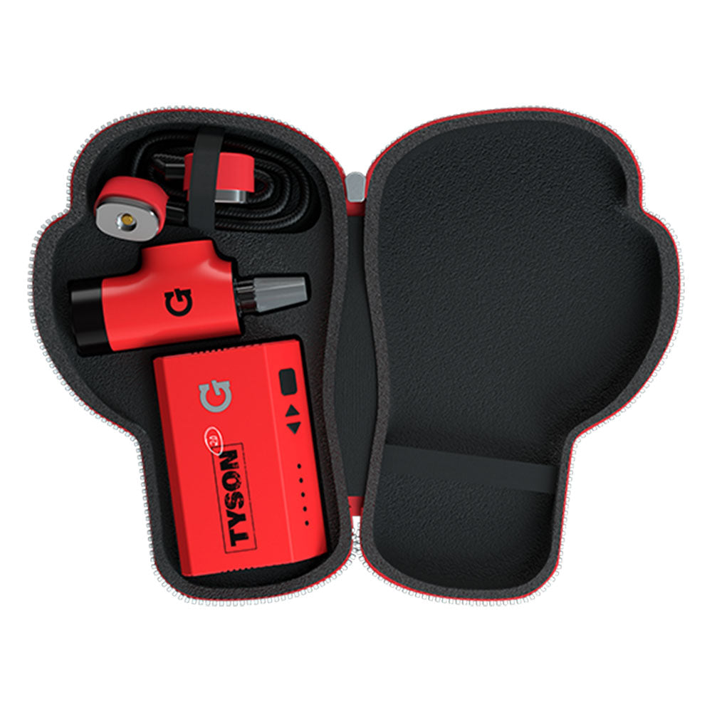 TYSON 2.0 x G Pen Hyer Vaporizer, red electric dab rig with 6000mAh battery, top view in case