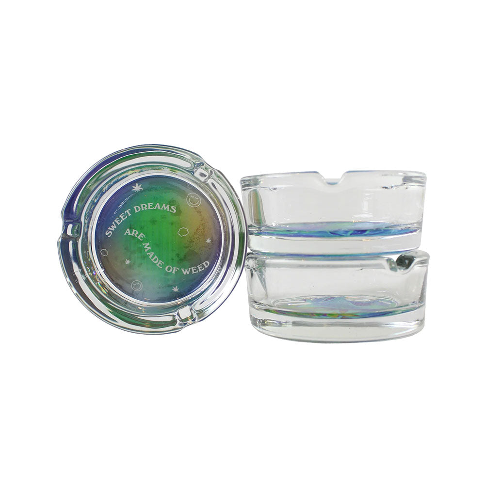 Ugly House Giddy Glass Ashtray with Sweet Dreams Design, 3" Diameter, 6pc Display Set