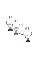Assorted Borosilicate Glass Universal Directional Carb Caps for Dab Rigs on White Background