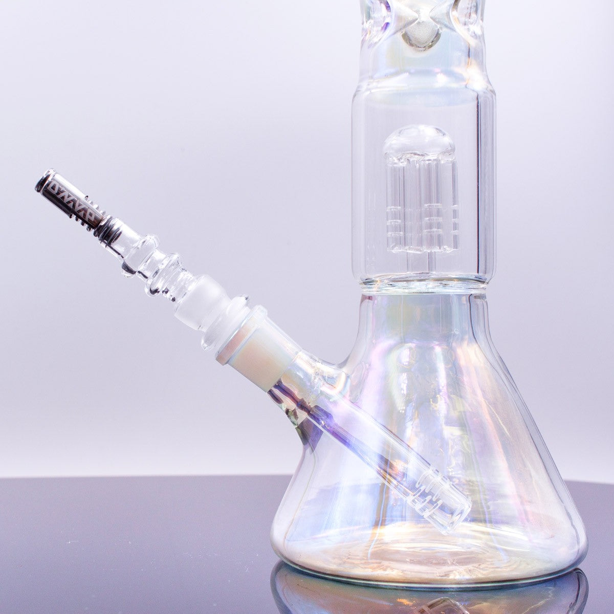 Universal Glass Adapter for DynaVap at The Stash Shack, side view on reflective surface
