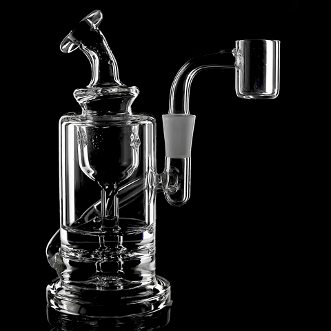 MJ Arsenal Ursa Mini Rig with recycler design, 10mm female joint, side view on black background