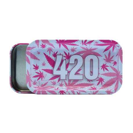 V Syndicate Syndicase 2.0 in 420 Pink Design, Compact Rolling Tray, Top View