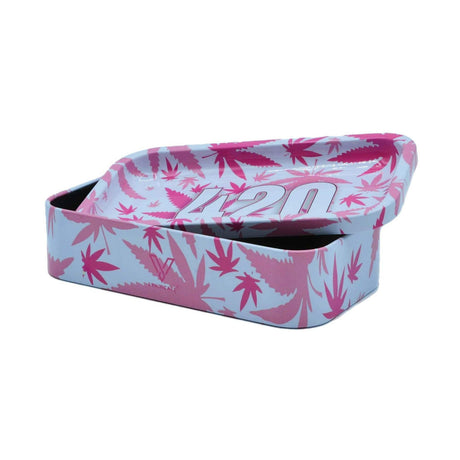 V Syndicate Syndicase 2.0 rolling tray in pink with 420 design, compact and portable, side view
