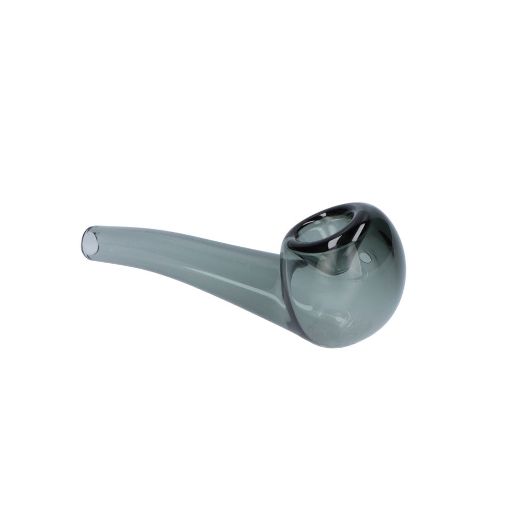 Valiant Glass Spoon Pipe - 4" Bent Stem in Teal, Compact Borosilicate Glass, Side View