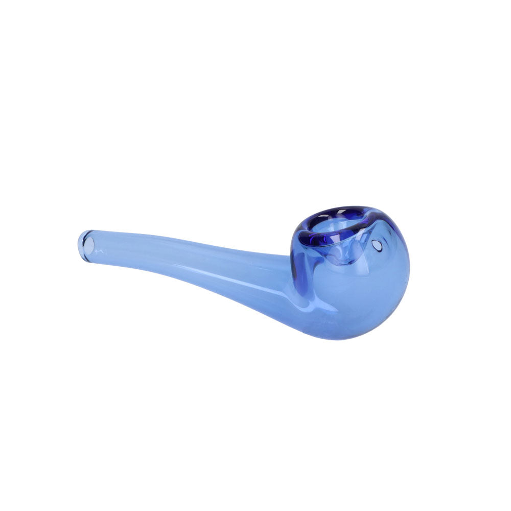 Valiant Glass Spoon Pipe - 4" Blue Bent Stem, Compact Borosilicate Glass, Ideal for Dry Herbs