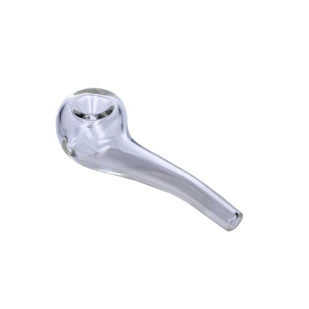 Valiant Glass Spoon Pipe in Clear - 4" Bent Stem, Portable Design for Dry Herbs