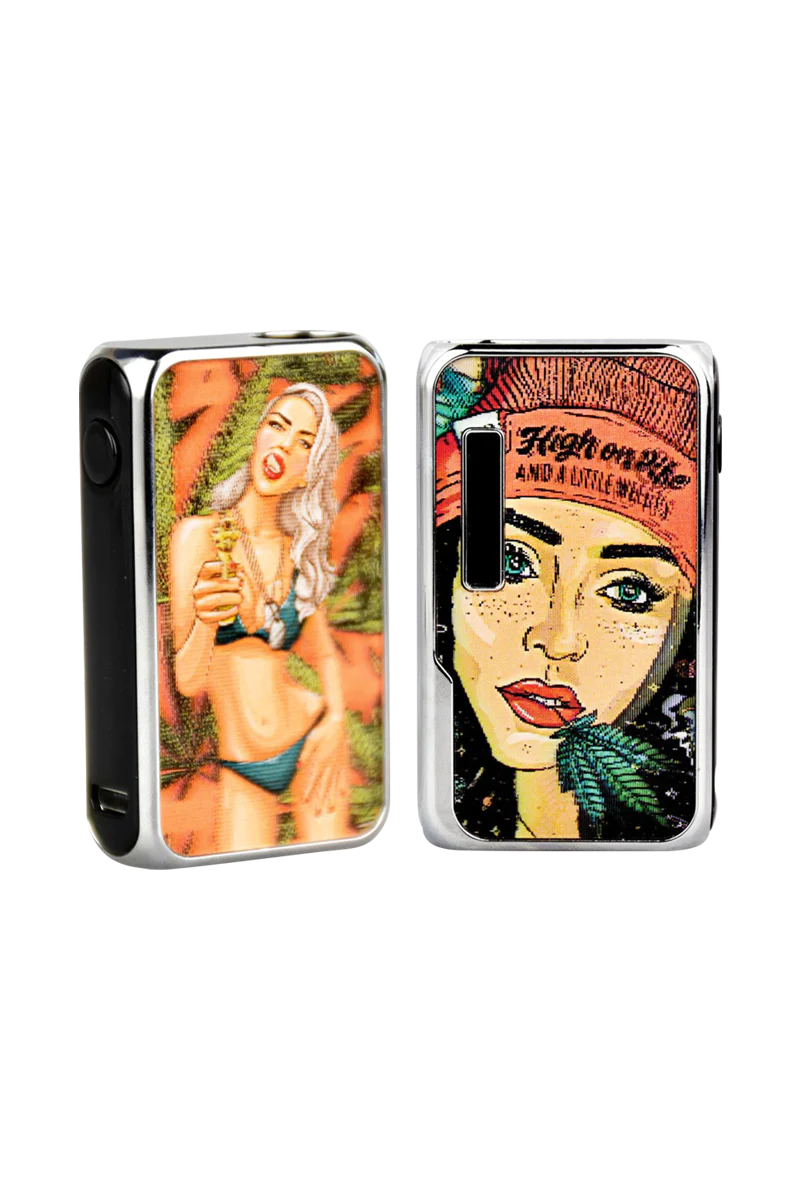 Vapmod Dragoo 3D Cartridge Vape with Weed Girl design, 650mAh, front view on white background