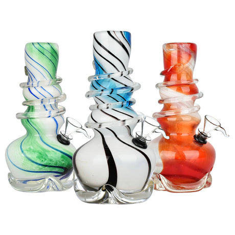 Vivid Vase 8" Soft Glass Water Pipes with Spiral Stripes in Assorted Colors, Front View