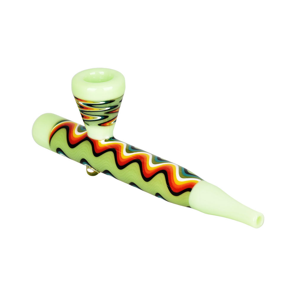 Vision Quest Wig Wag Steamroller Pipe in Assorted Colors, Portable 5.75" Borosilicate Glass, Top View
