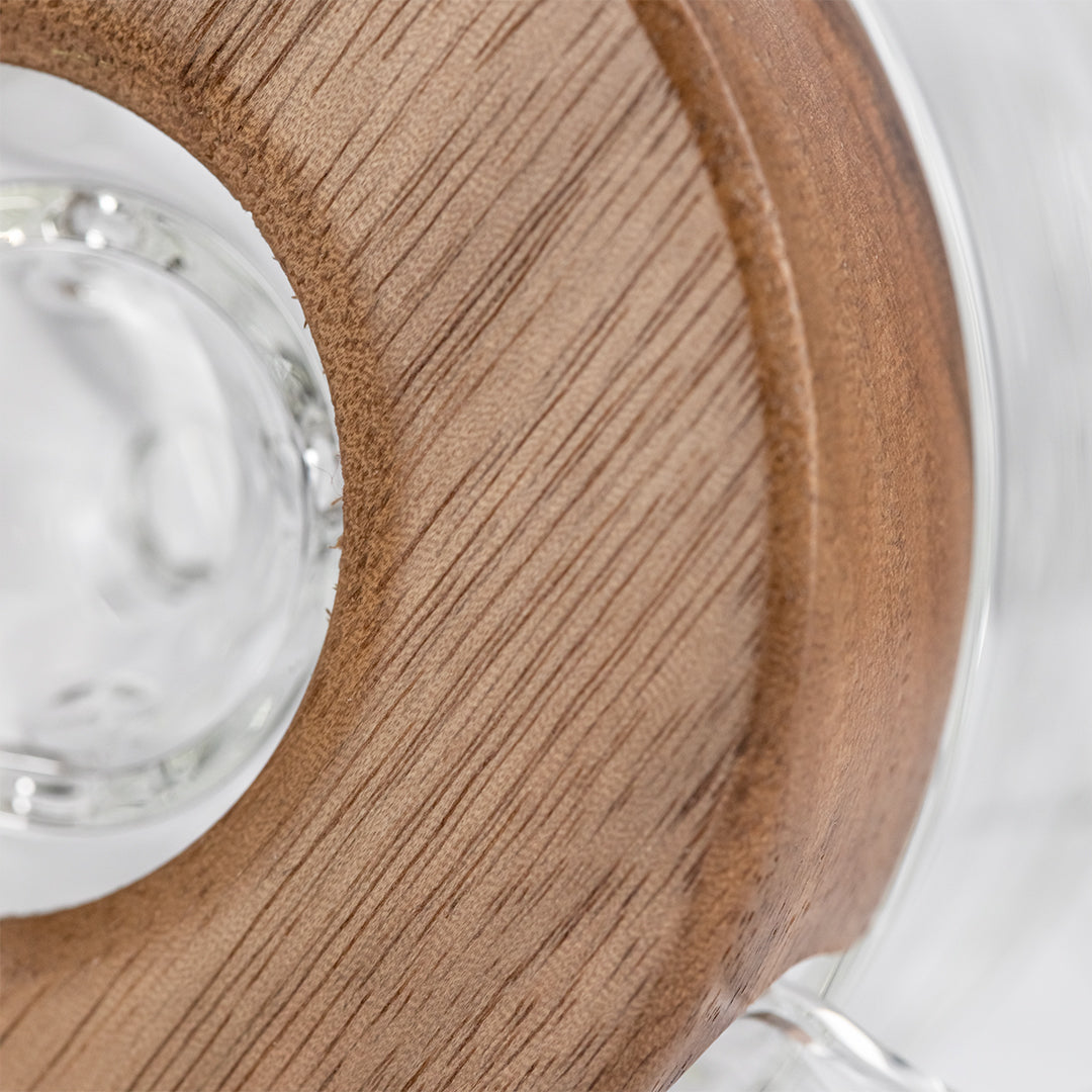 Close-up of MJ Arsenal Apex Mini Rig with Borosilicate Glass and Wooden Detail