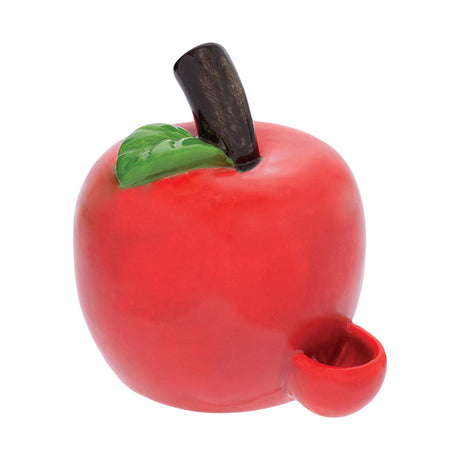 Wacky Bowlz Apple-Shaped Ceramic Hand Pipe, Front View on White Background