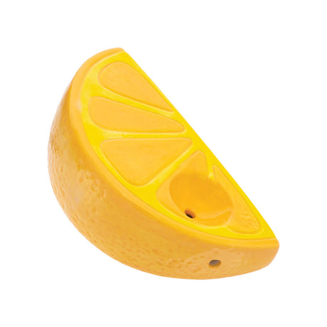 Wacky Bowlz Orange Slice Ceramic Hand Pipe, 3.5" compact size, ideal for dry herbs, side view