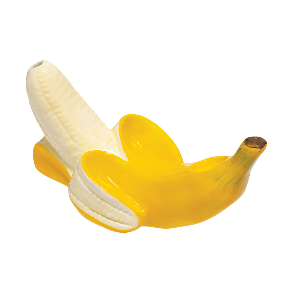 Wacky Bowlz Peeled Banana Ceramic Hand Pipe, 5.5" Spoon Design, Compact & Portable, For Dry Herbs