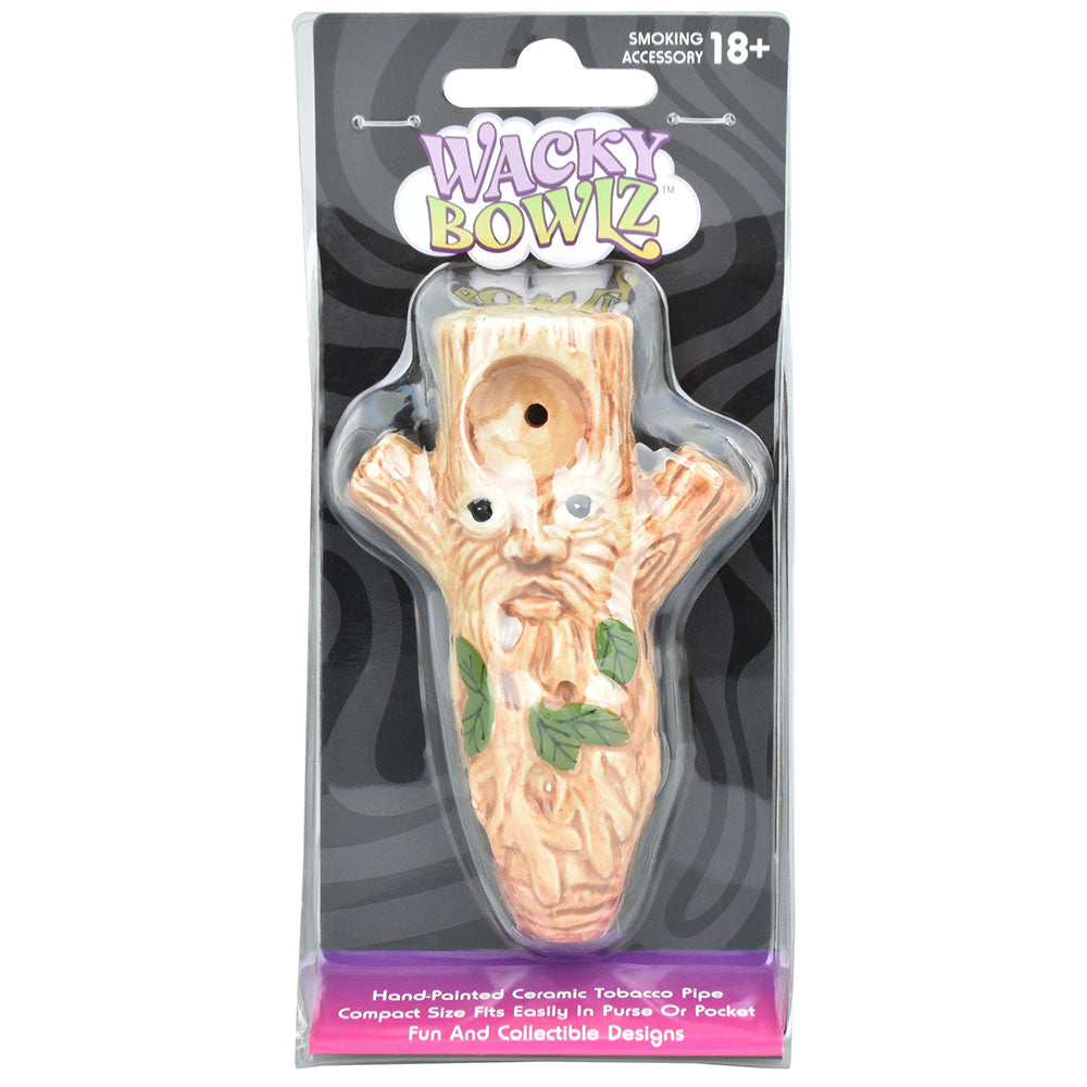 Wacky Bowlz Tree Man Ceramic Hand Pipe, 4.25" portable novelty spoon pipe for dry herbs
