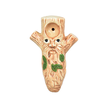Wacky Bowlz Tree Man Ceramic Hand Pipe, 4.25" Spoon Design, Portable Brown Novelty Gift