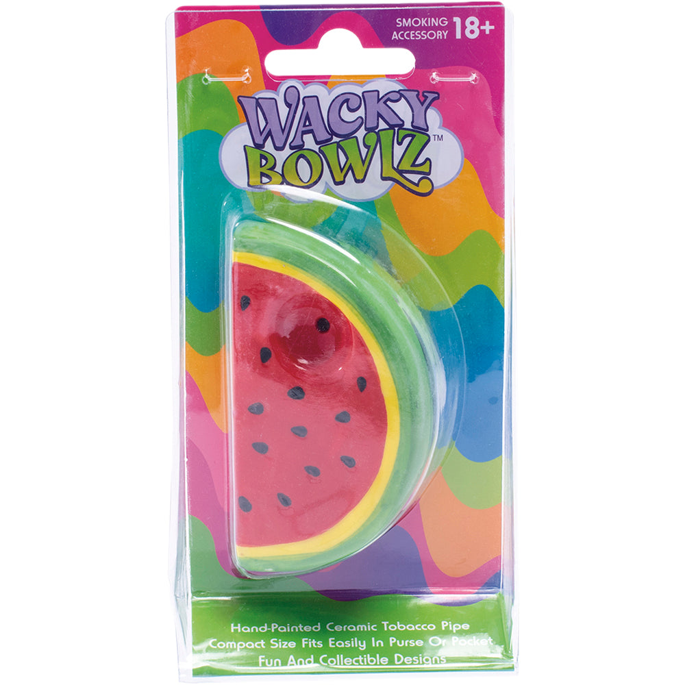 Wacky Bowlz Watermelon Ceramic Hand Pipe, 4.5" Spoon Design, Portable & Novelty