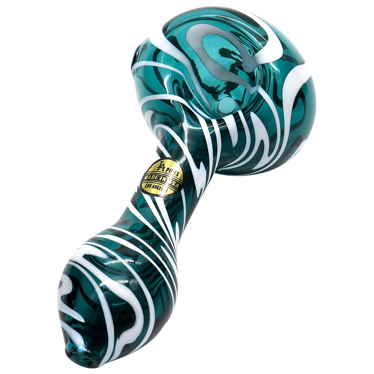 LA Pipes 'Warped Space' Aquamarine Color Glass Hand-Pipe, Spoon Design, 4.5" Length