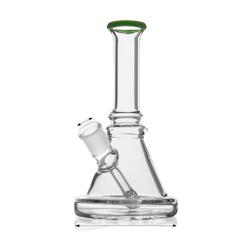 PILOT DIARY 7'' Glass Beaker Base Bong with measurements - Front View