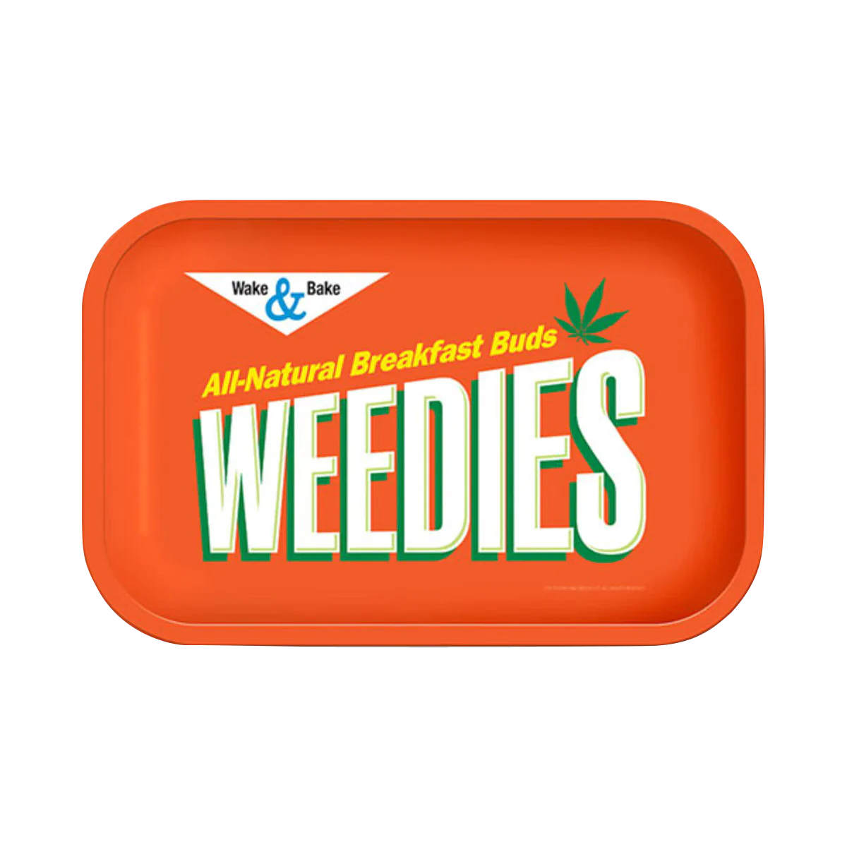 Orange Weedies Rolling Tray, Steel 11.25" x 7.25" Size, Top View