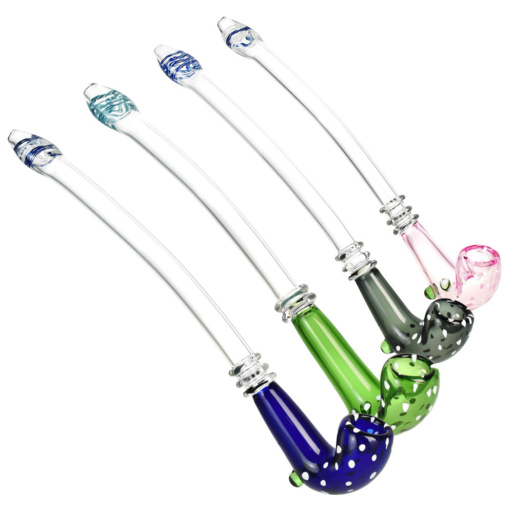 Assorted Welcoming Wizard Sherlock Pipes in Borosilicate Glass, 12" Length, Angled View