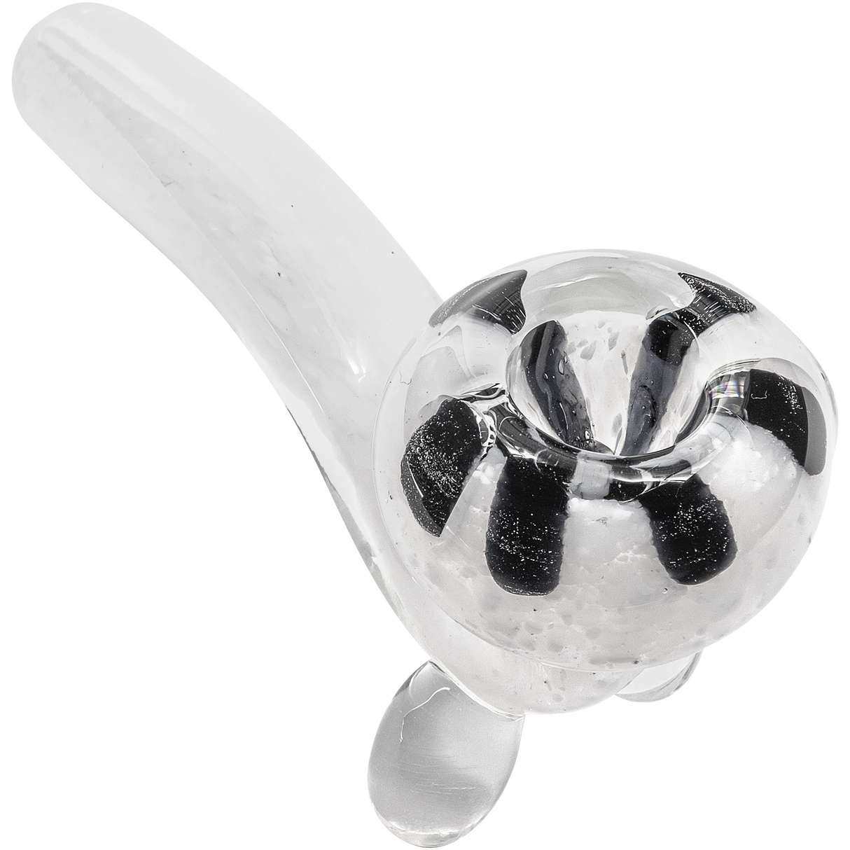 LA Pipes White Fritted Sherlock Pipe with Black Daisy Bowl, Compact Borosilicate Glass
