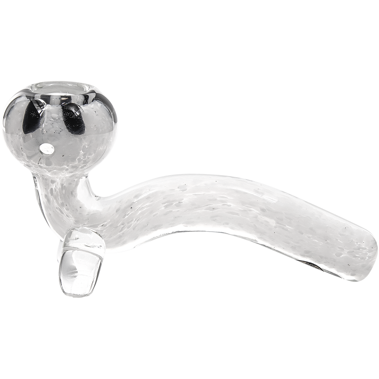 LA Pipes White Fritted Sherlock Hand Pipe with Black Daisy Bowl - Angled Side View