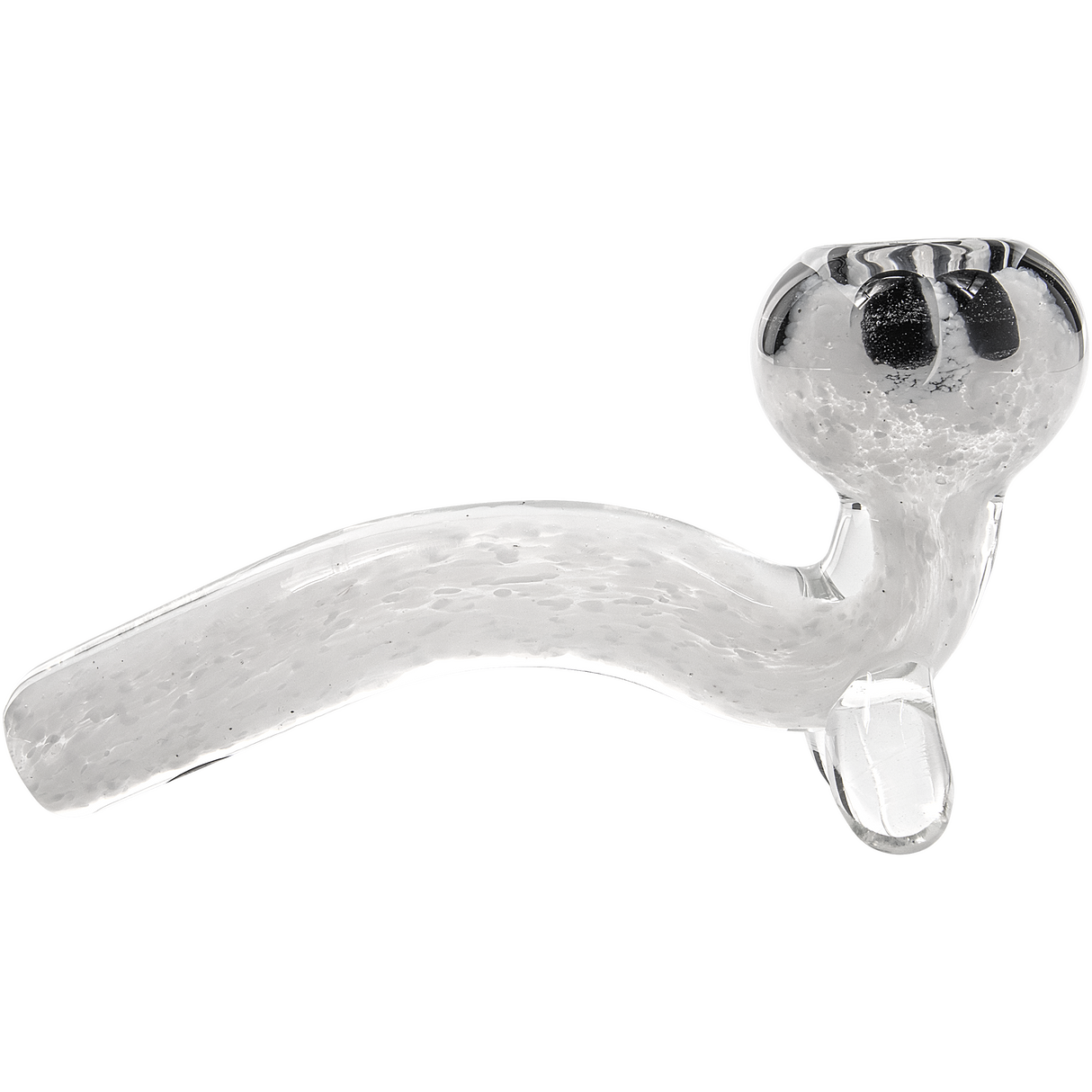 LA Pipes White Fritted Sherlock Hand Pipe with Black Daisy Bowl, Compact Design