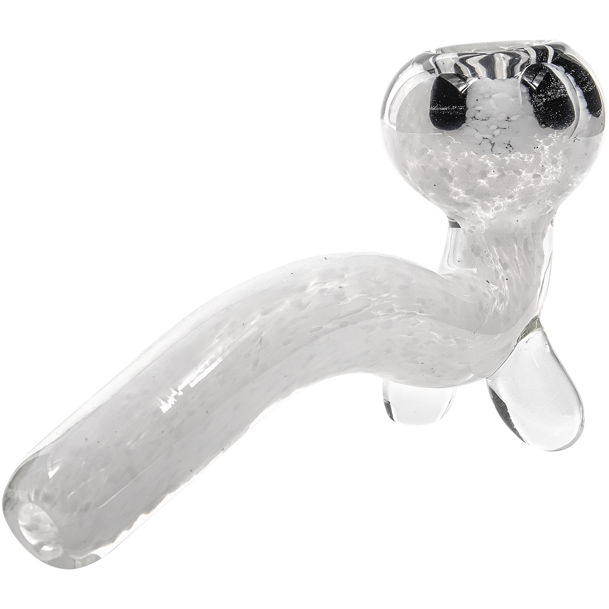 Elegant White & Black Daisy Fritted Sherlock Pipe by LA Pipes, Portable Borosilicate Glass