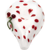 LA Pipes White Heart-Shaped Borosilicate Glass Hand Pipe with Red Accents - Top View
